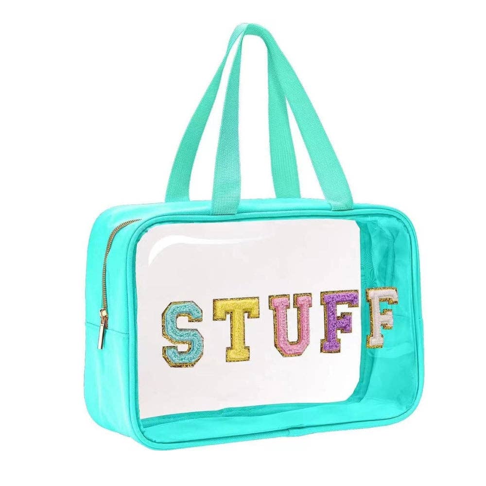 Oversized Clear STUFF Letter Cosmetic Travel Bag