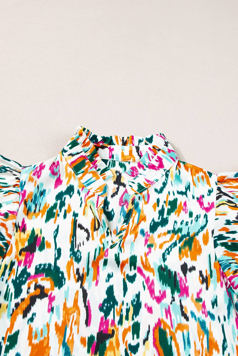 Green Ruffle Sleeve Blouse
