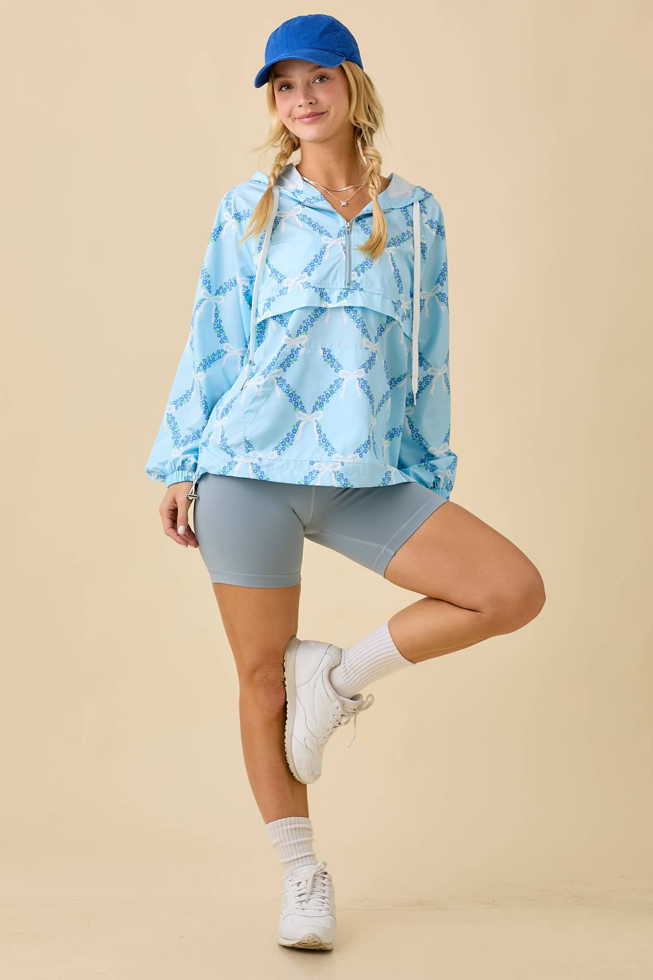 Coquette Ribbon And Floral Printed Windbreaker