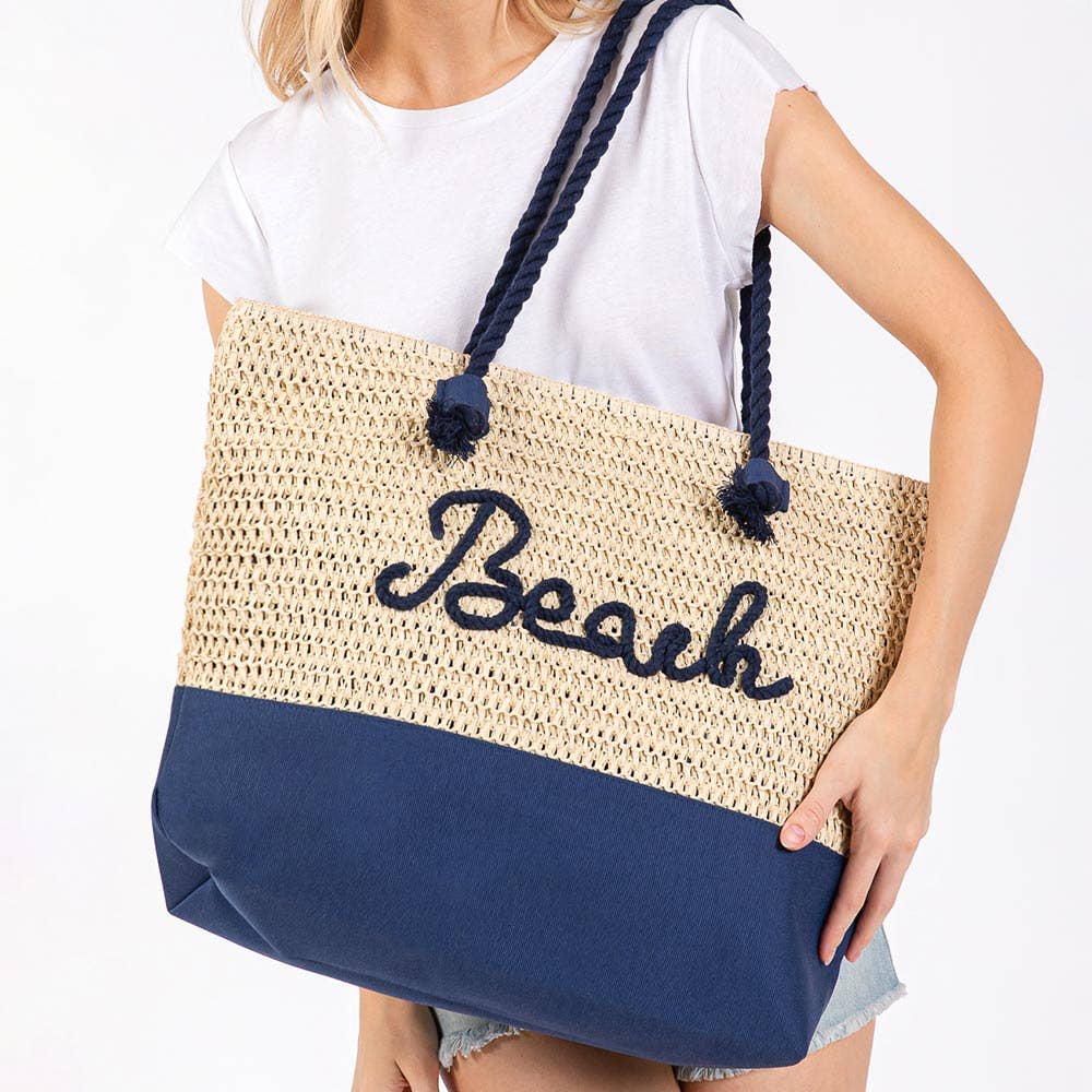BEACH Crochet Tote Bag