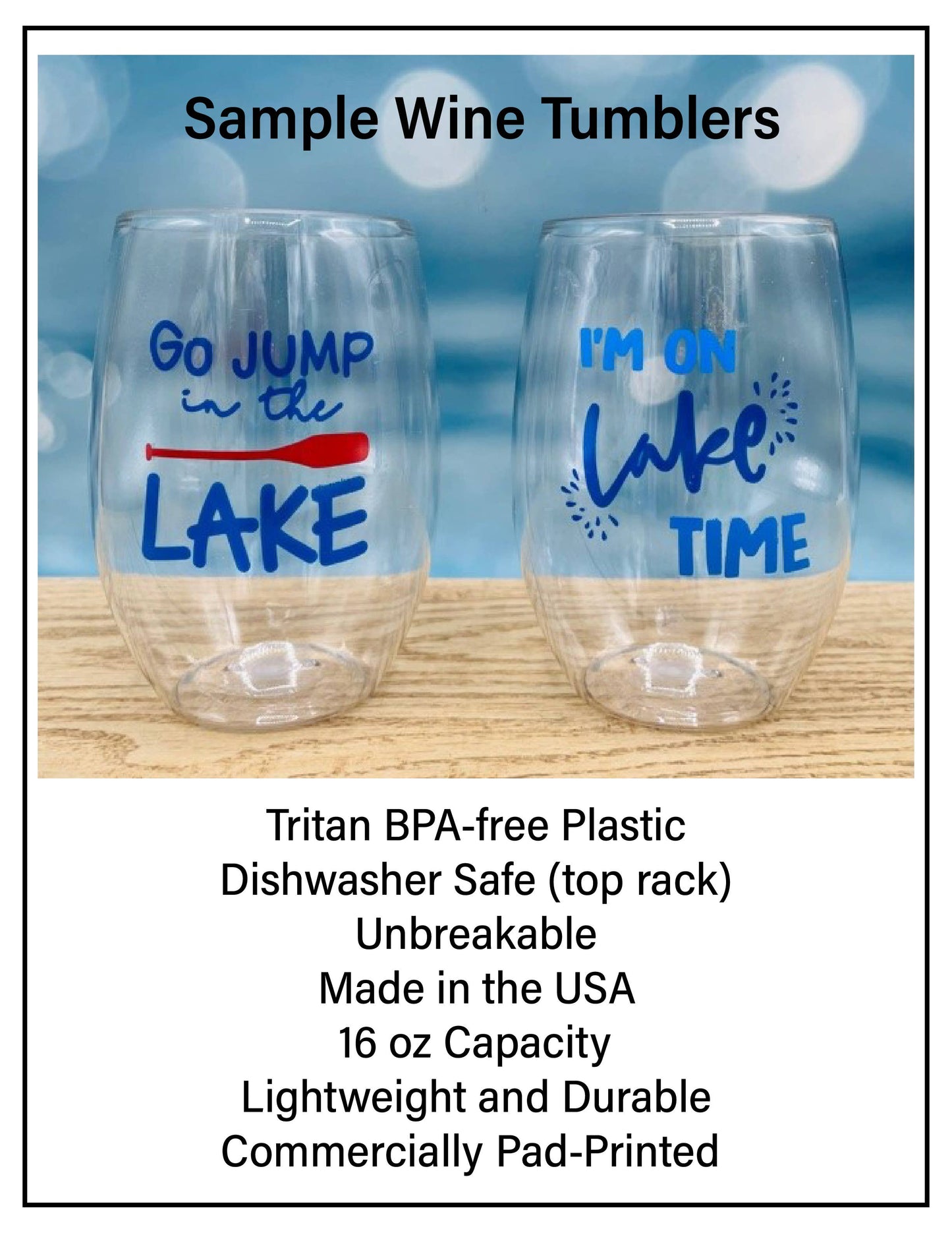 SALTY LIL' BEACH Tritan Unbreakable Stemless Wine Tumblers