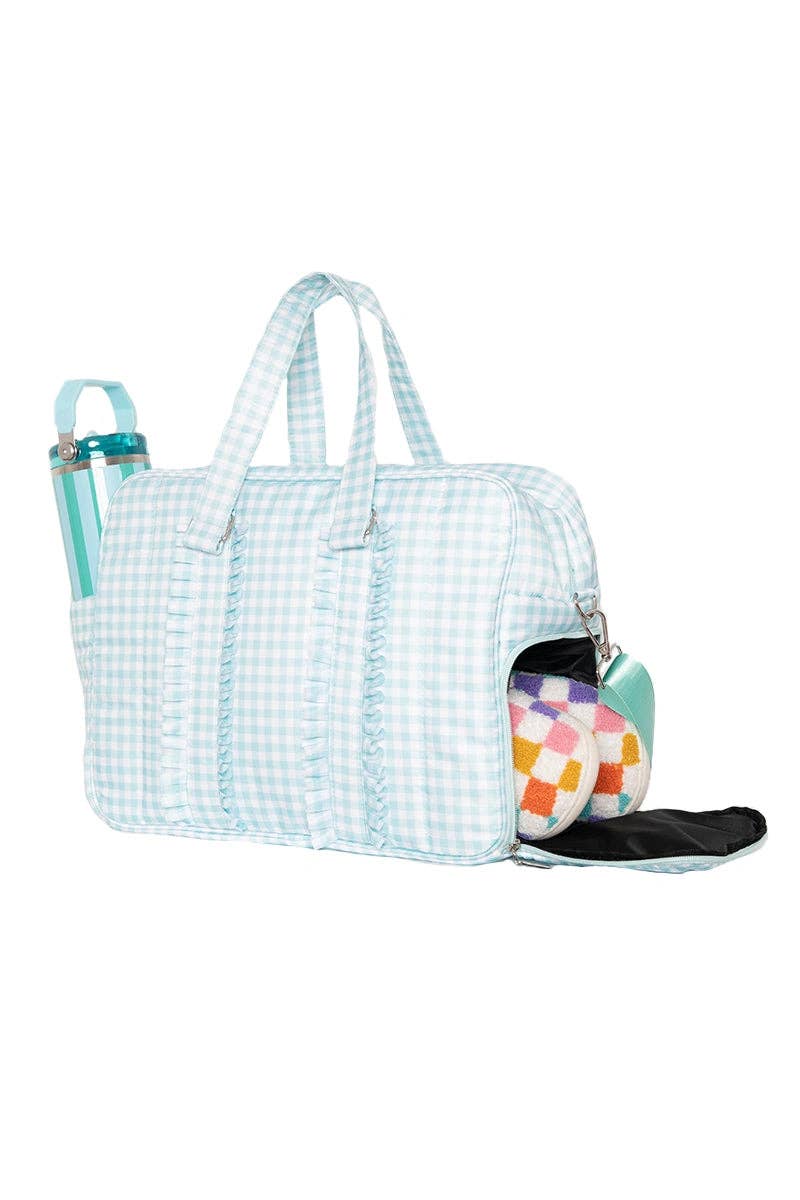Mint Plaid Ruffle Weekend Bags Women
