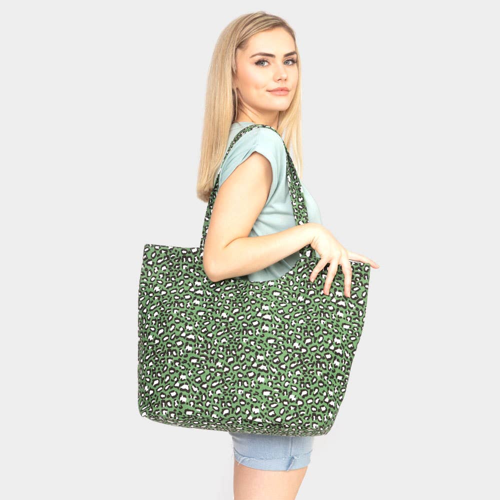 Leopard Print Jute Tote Bag
