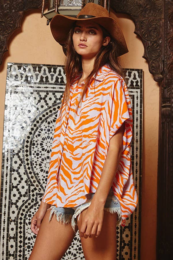 Short Dolman Sleeve Oversized Shirt
