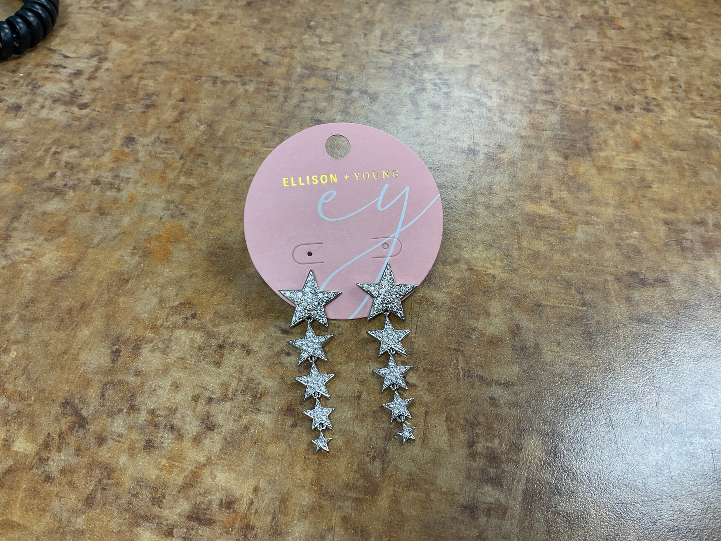 Silver Crystal Star Bangle Earrings