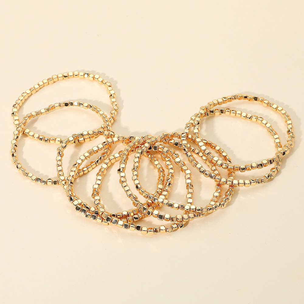 Metallic Beaded Stretch Multi Layered Bracelets