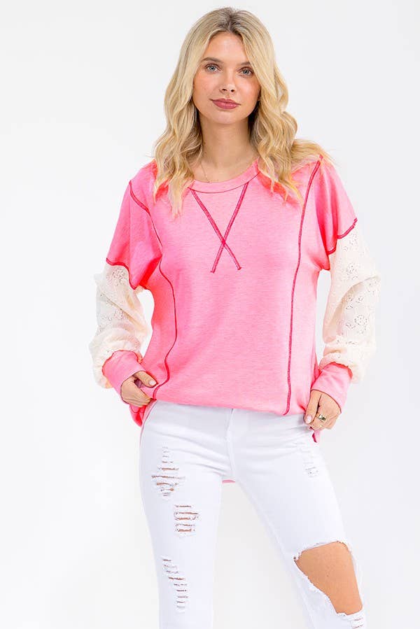 Contrast Lace Pullover