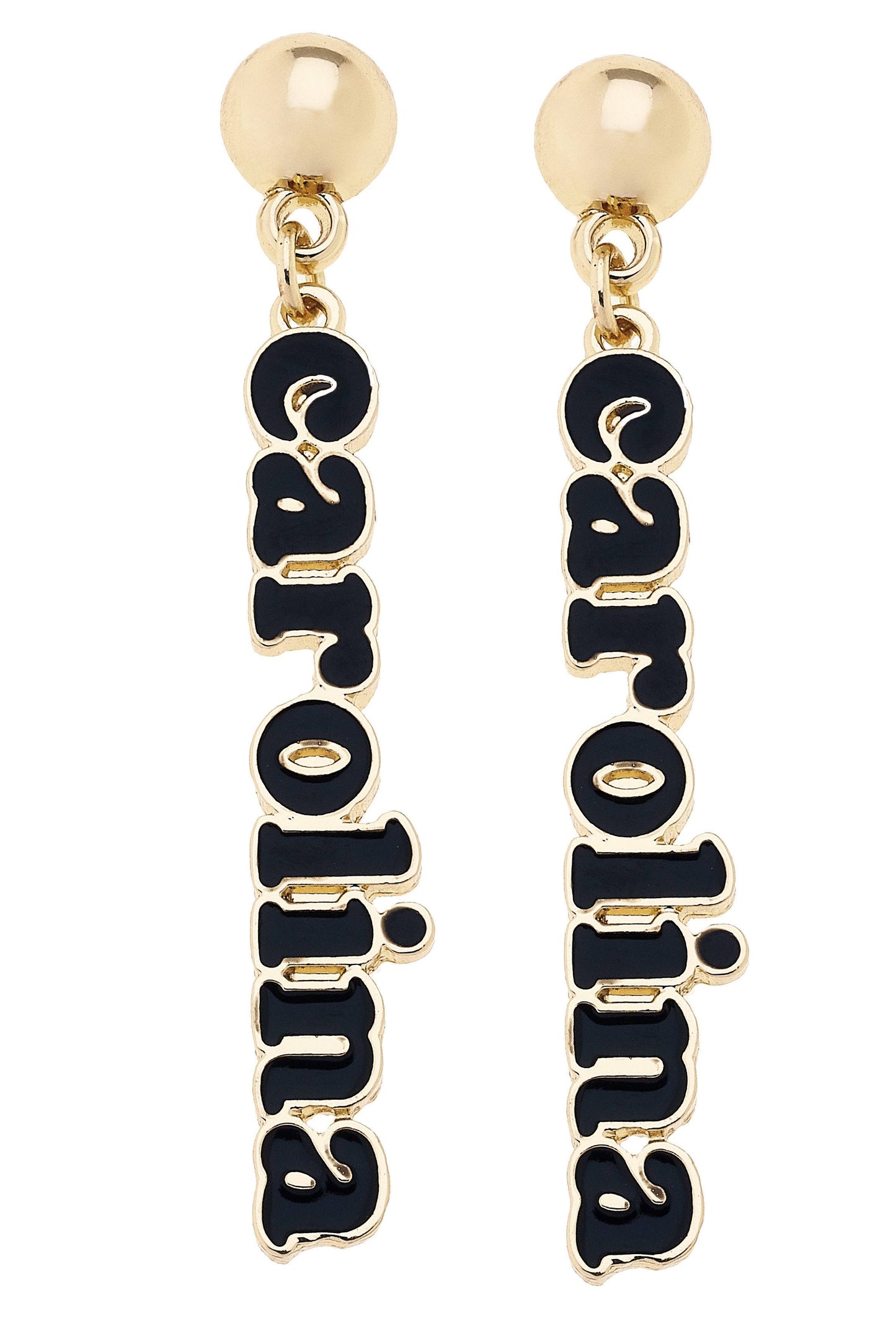 South Carolina Gamecocks Slogan Earrings in Black/Shiny Gold