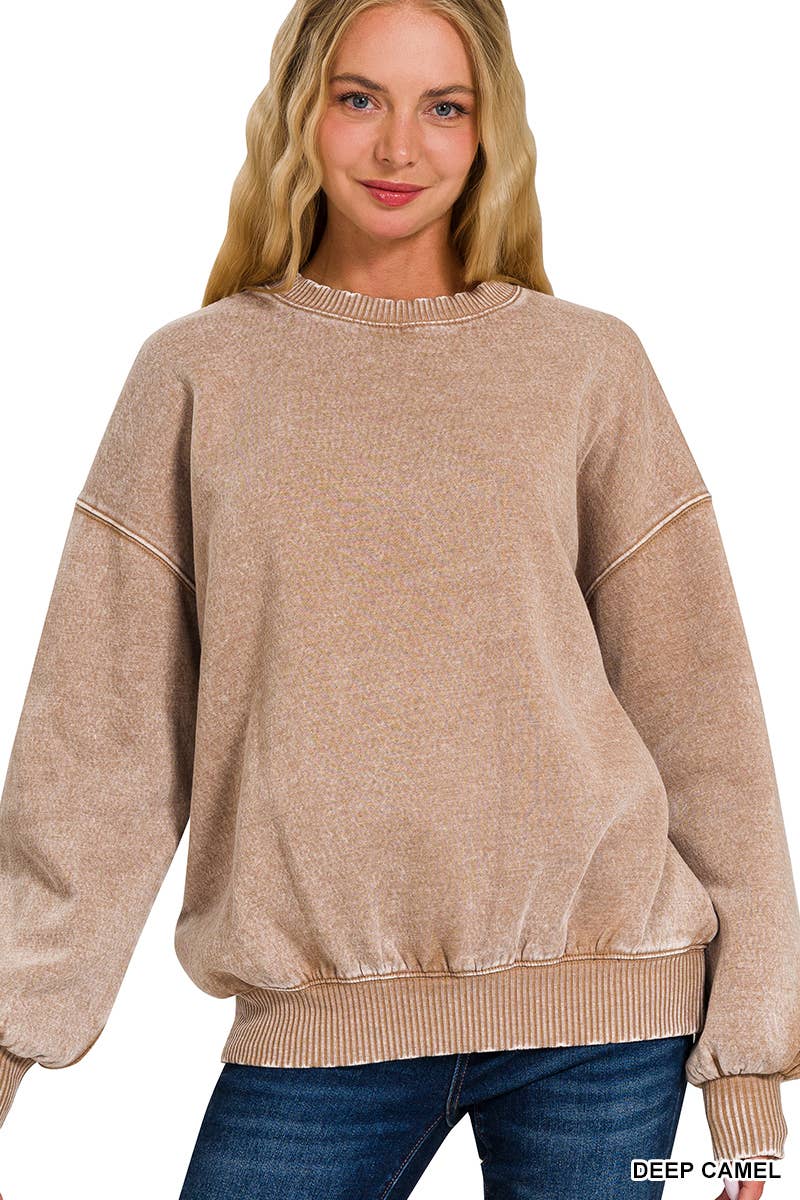 Acid Wash Oversized Pullover