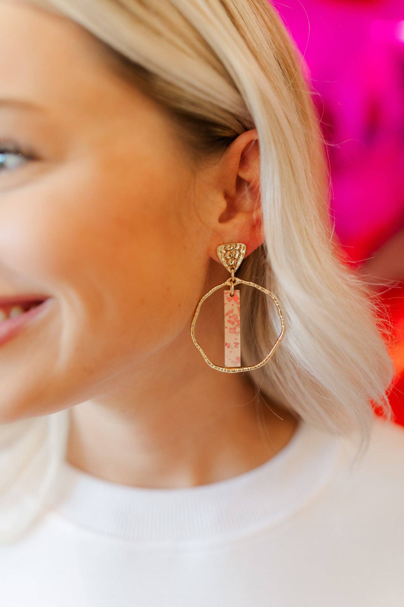 Camille Stick Hoops Pink