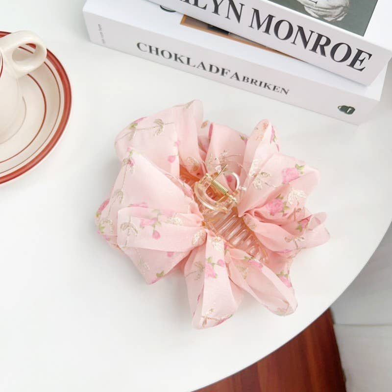 FLORAL SHEER BOW CLIP|