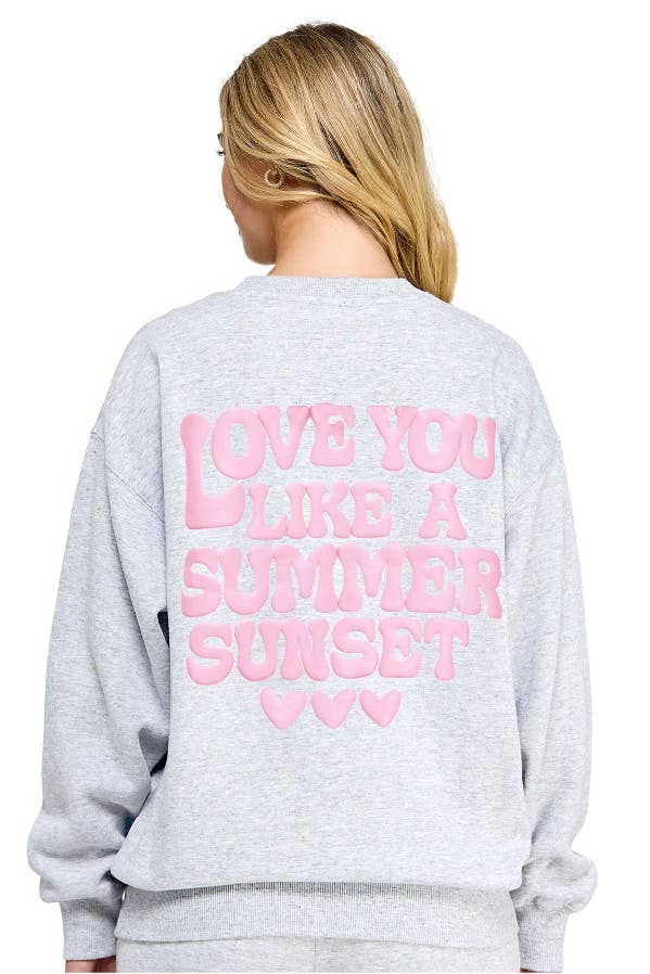 Crew Neck Sweatshirt Love Puff Print