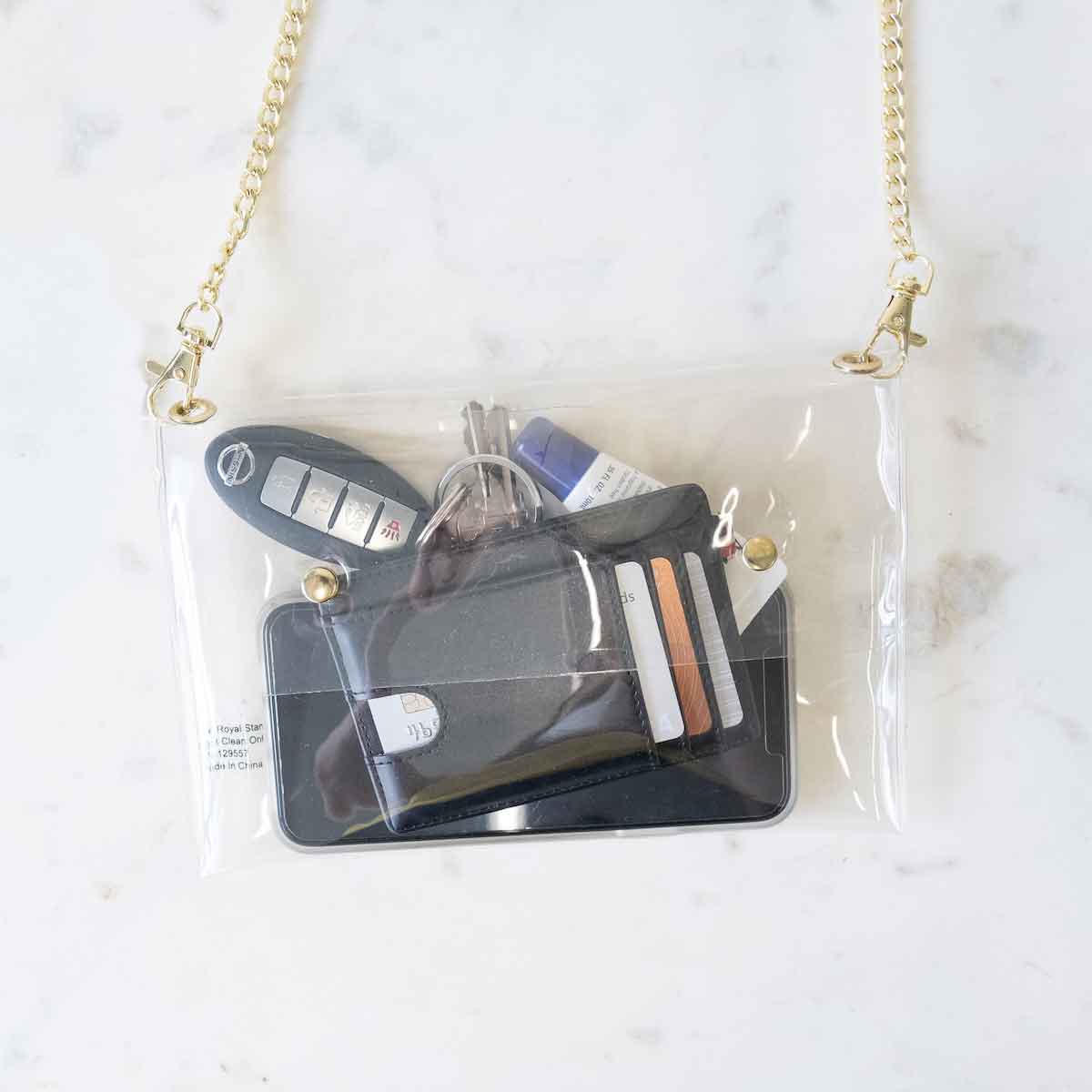 Envelope Clear Crossbody Clear/Gold 8.5x5.5