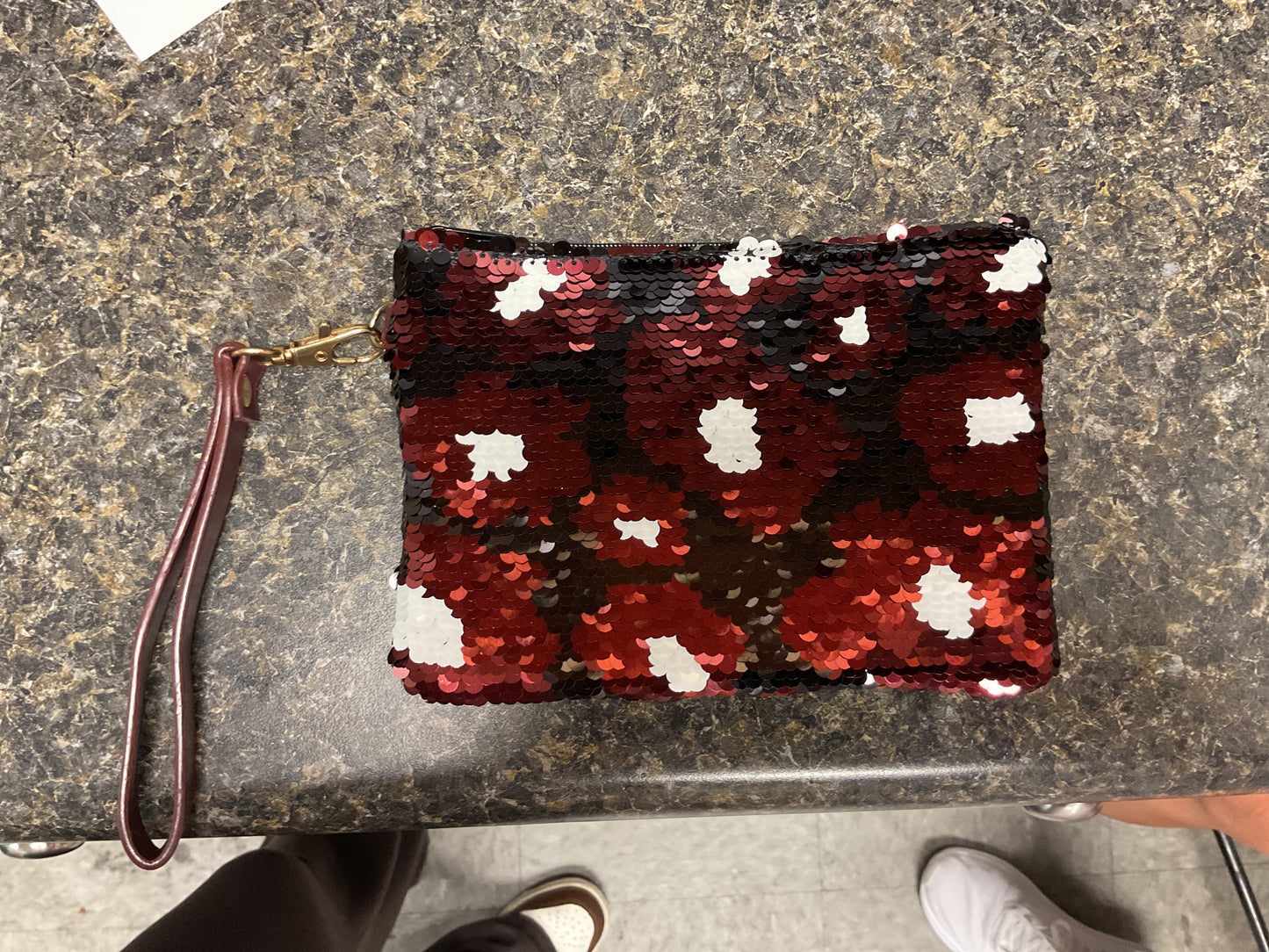 Sequin Garnet Black Wristlet