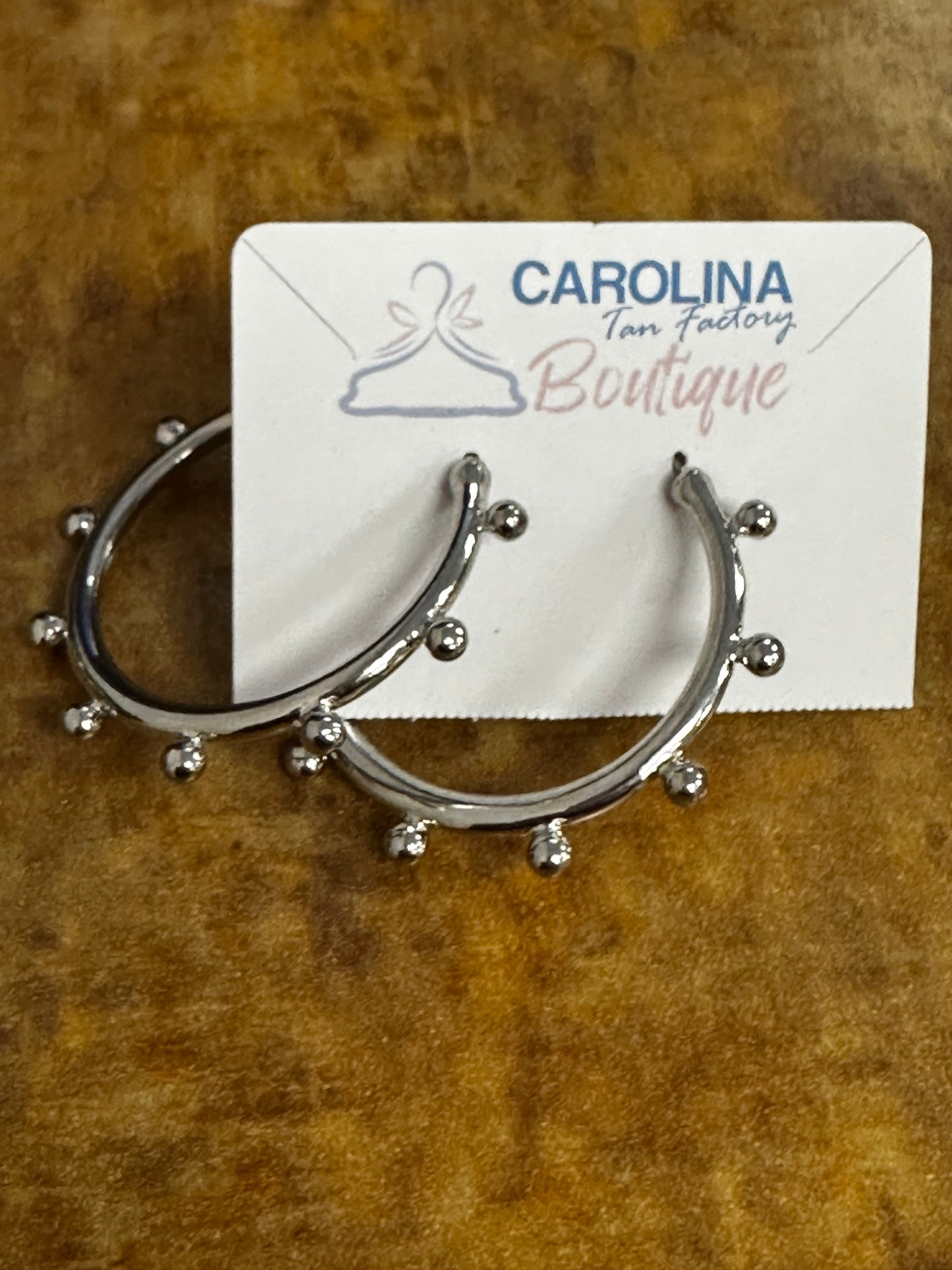 Silver knob hoops