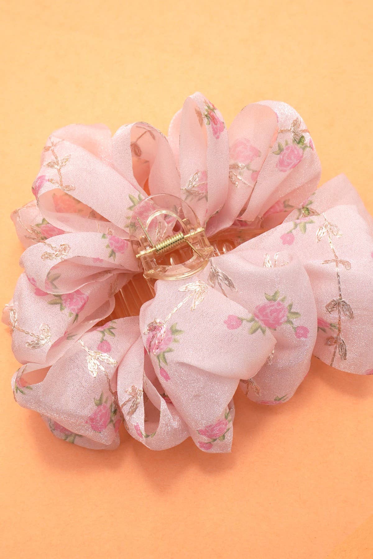 FLORAL SHEER BOW CLIP|