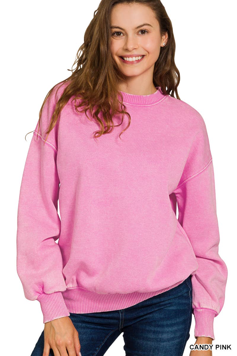 Acid Wash Oversized Pullover