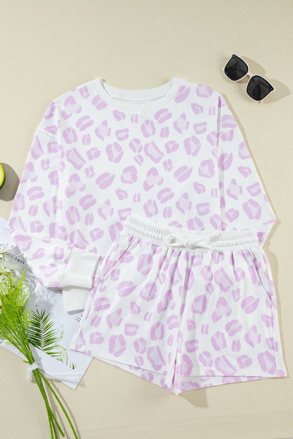 Pink Leopard Animal Print Loungewear Set