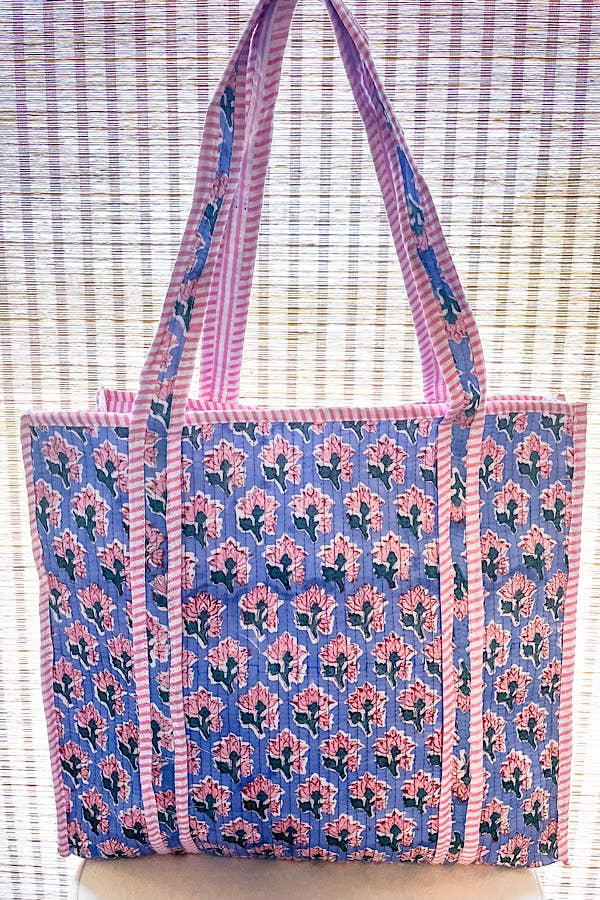 Sybil Blue Patterned Tote Bag