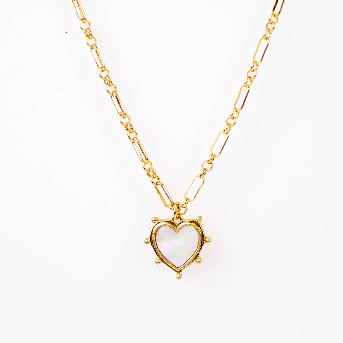 Alma Heart Necklace White/Gold 16"