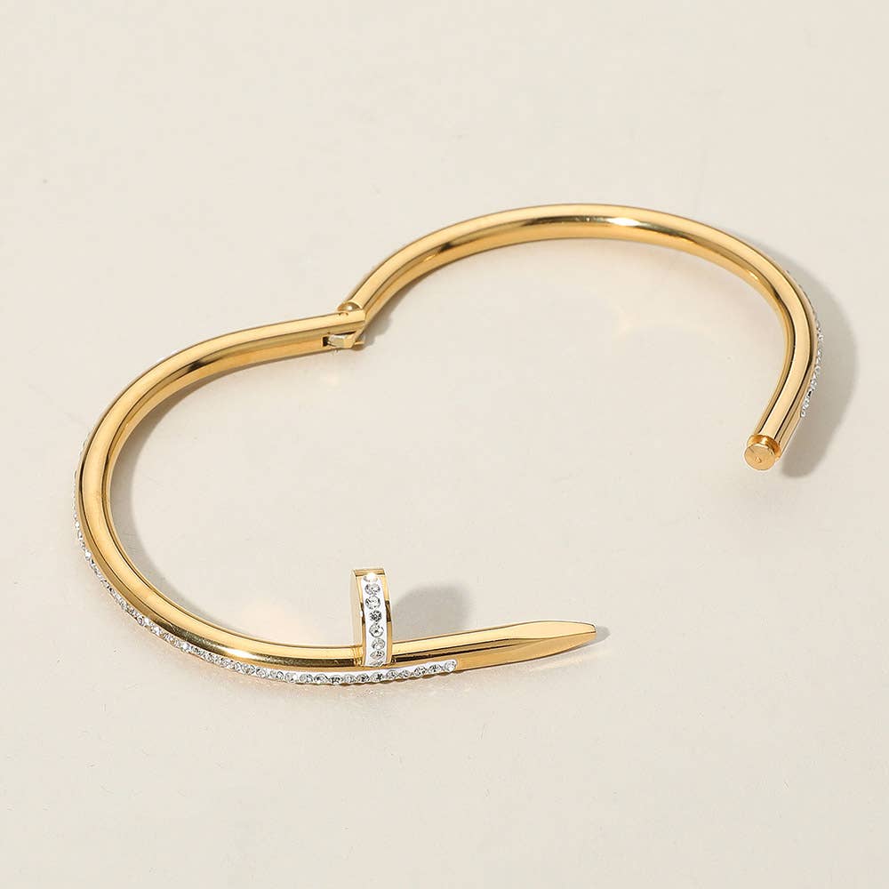 Stone Paved Hinged Bangle Bracelet