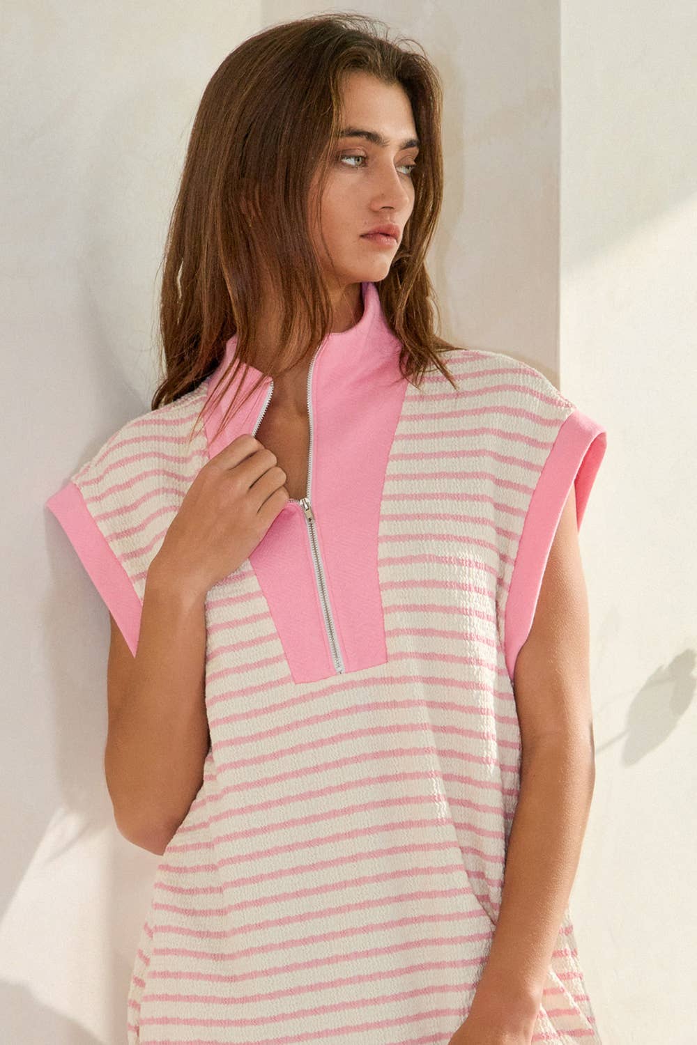 Zip-Up Textured Dress