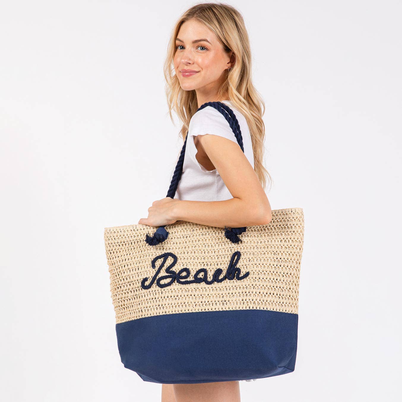 BEACH Crochet Tote Bag