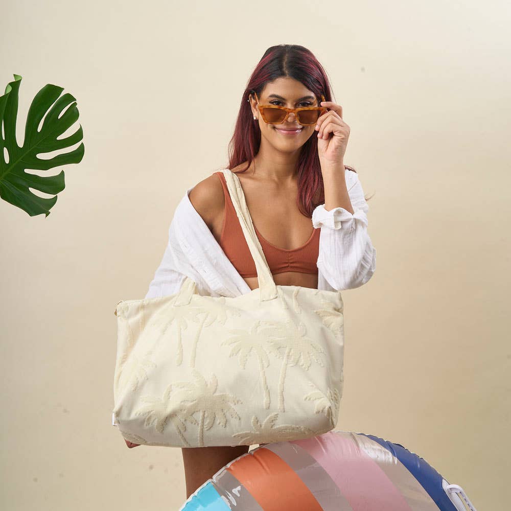 Terry Tote-Cream Palm