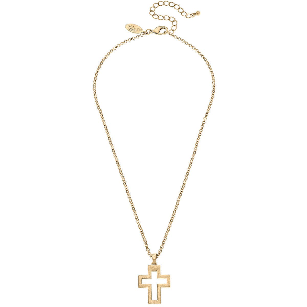 Charlotte Delicate Cross Pendant Necklace in Worn Gold