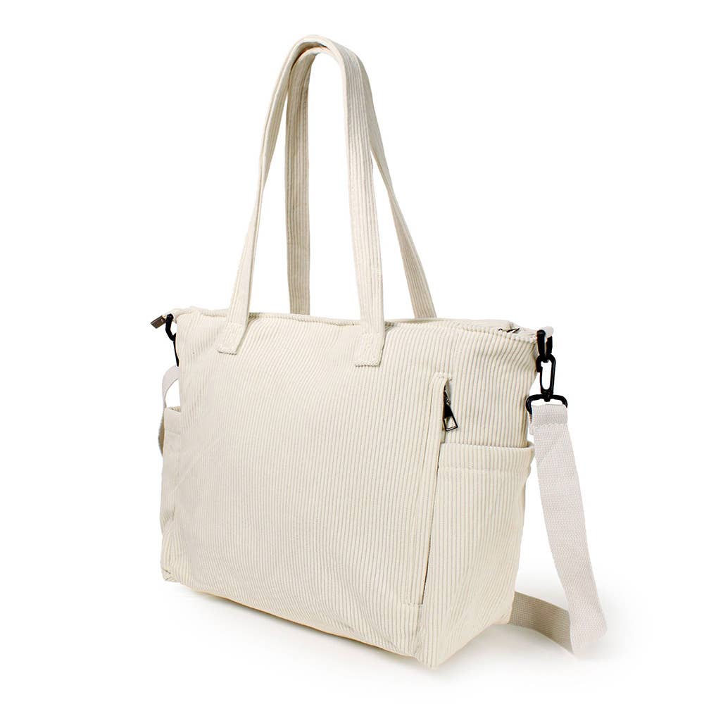 Multi Pocket Corduroy Tote Bag