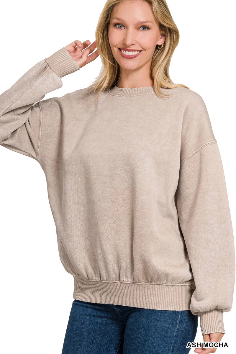 Acid Wash Oversized Pullover