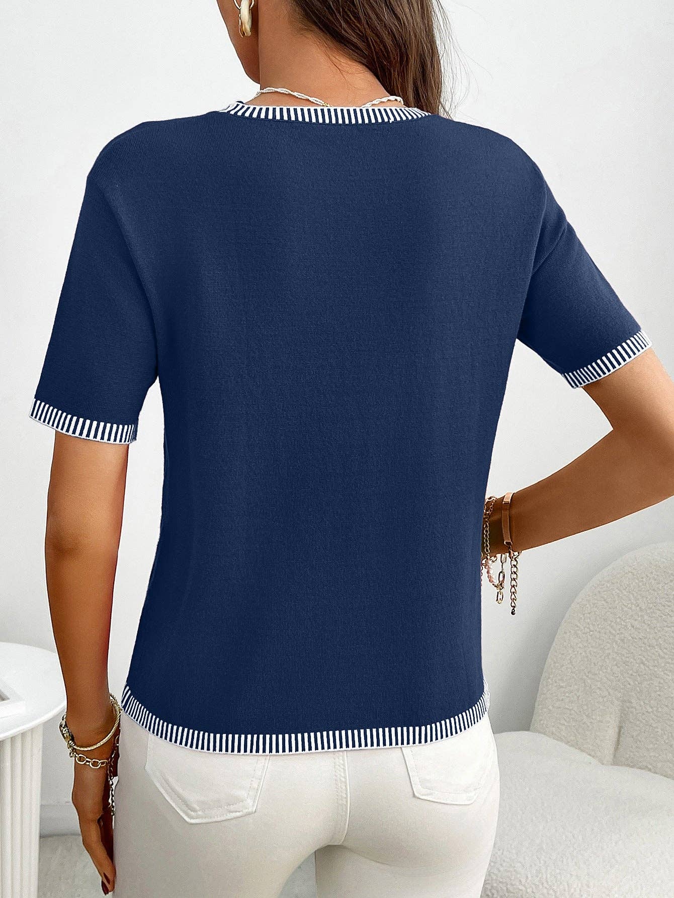 Striped Trim Sweater