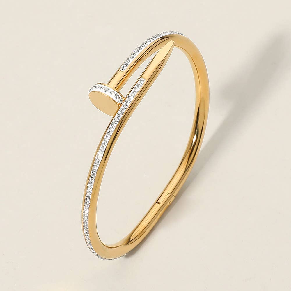 Stone Paved Hinged Bangle Bracelet