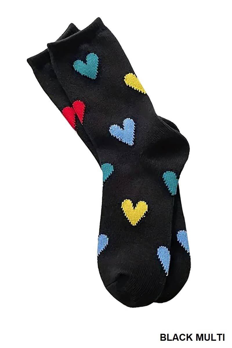 Colorful Heart Pattern Socks, 6 Pairs In 1 Pack