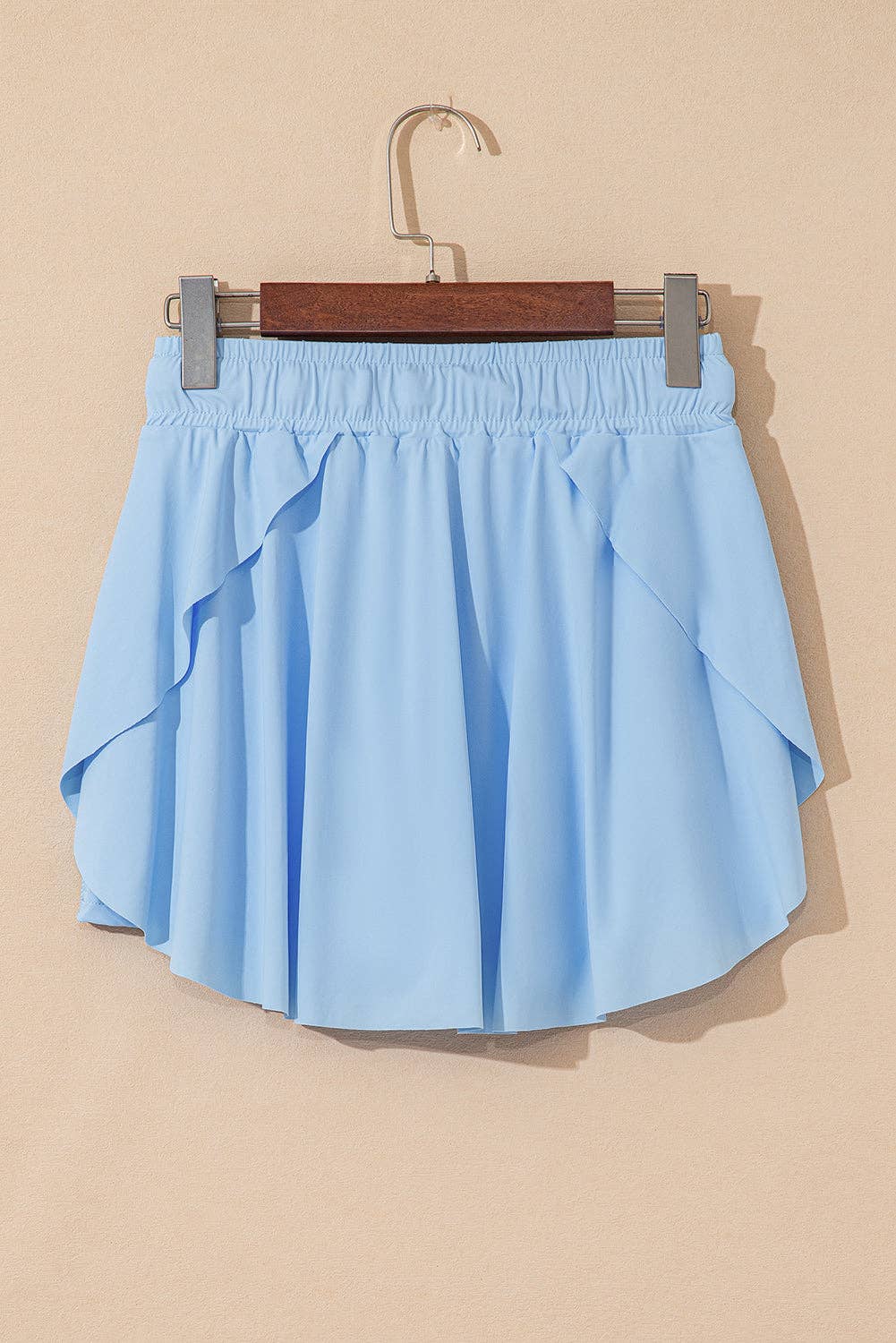 Solid Drawstring High Waist Skort