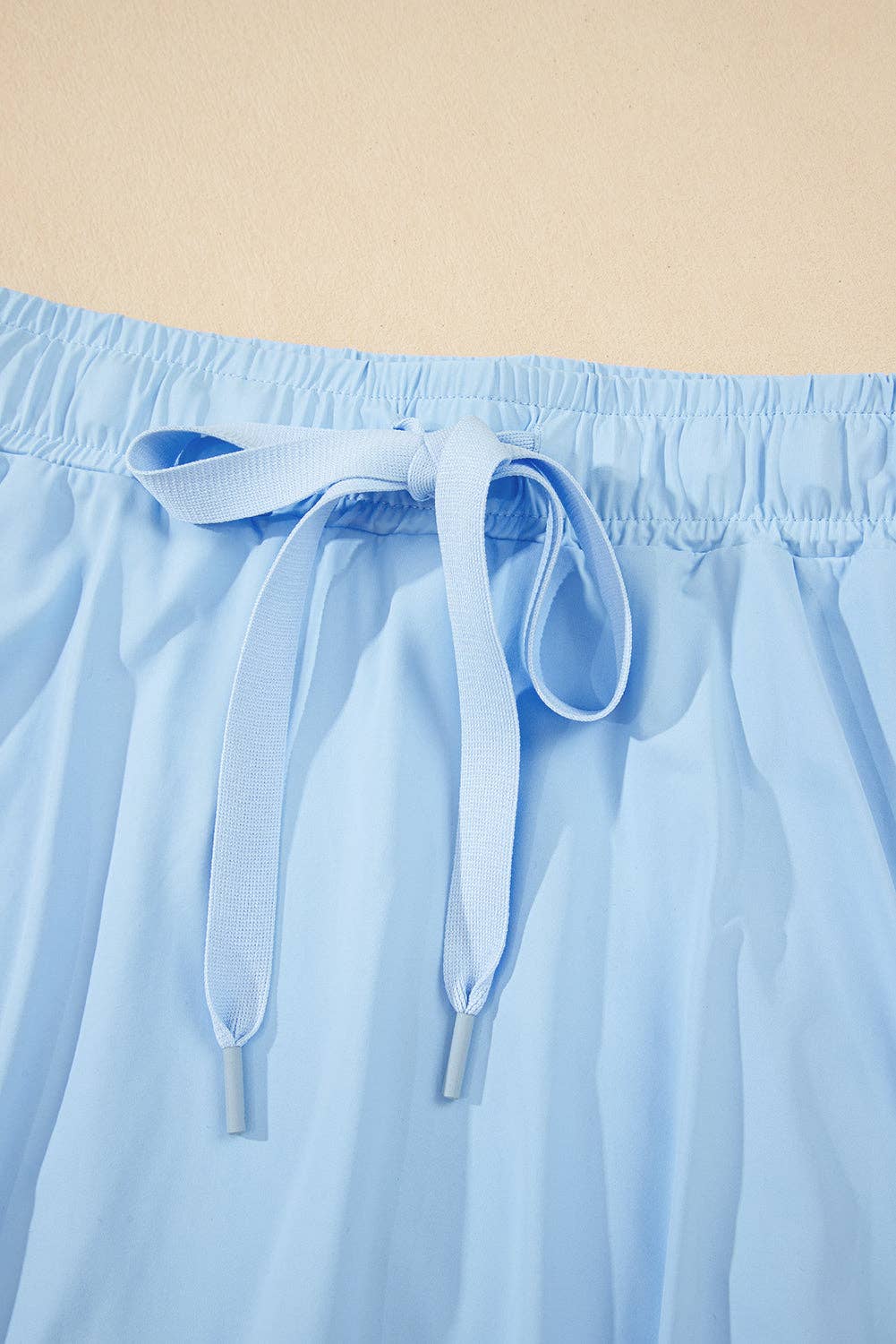 Solid Drawstring High Waist Skort