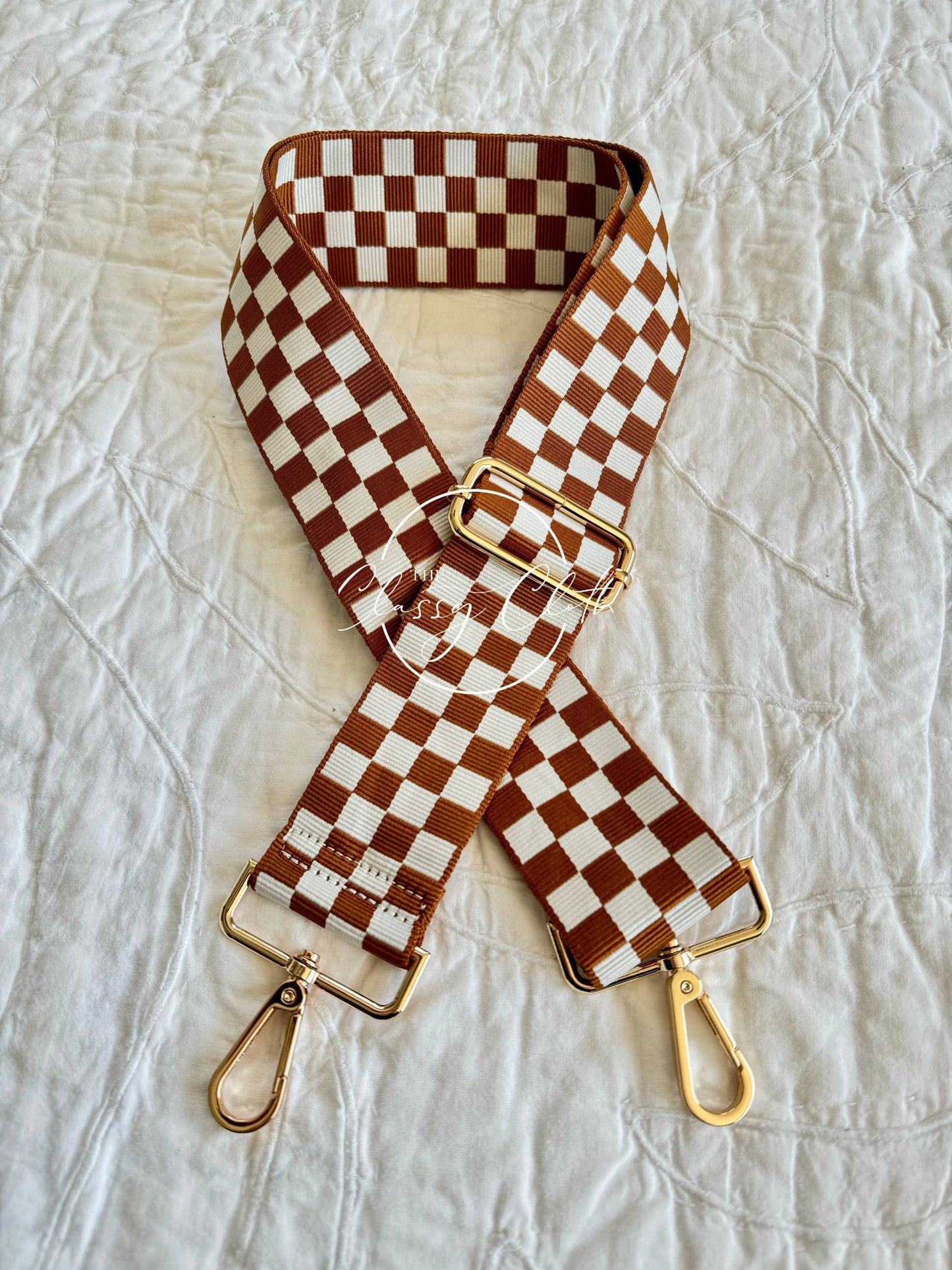 Crossbody Guitar Strap - Brown Checkered RTS
