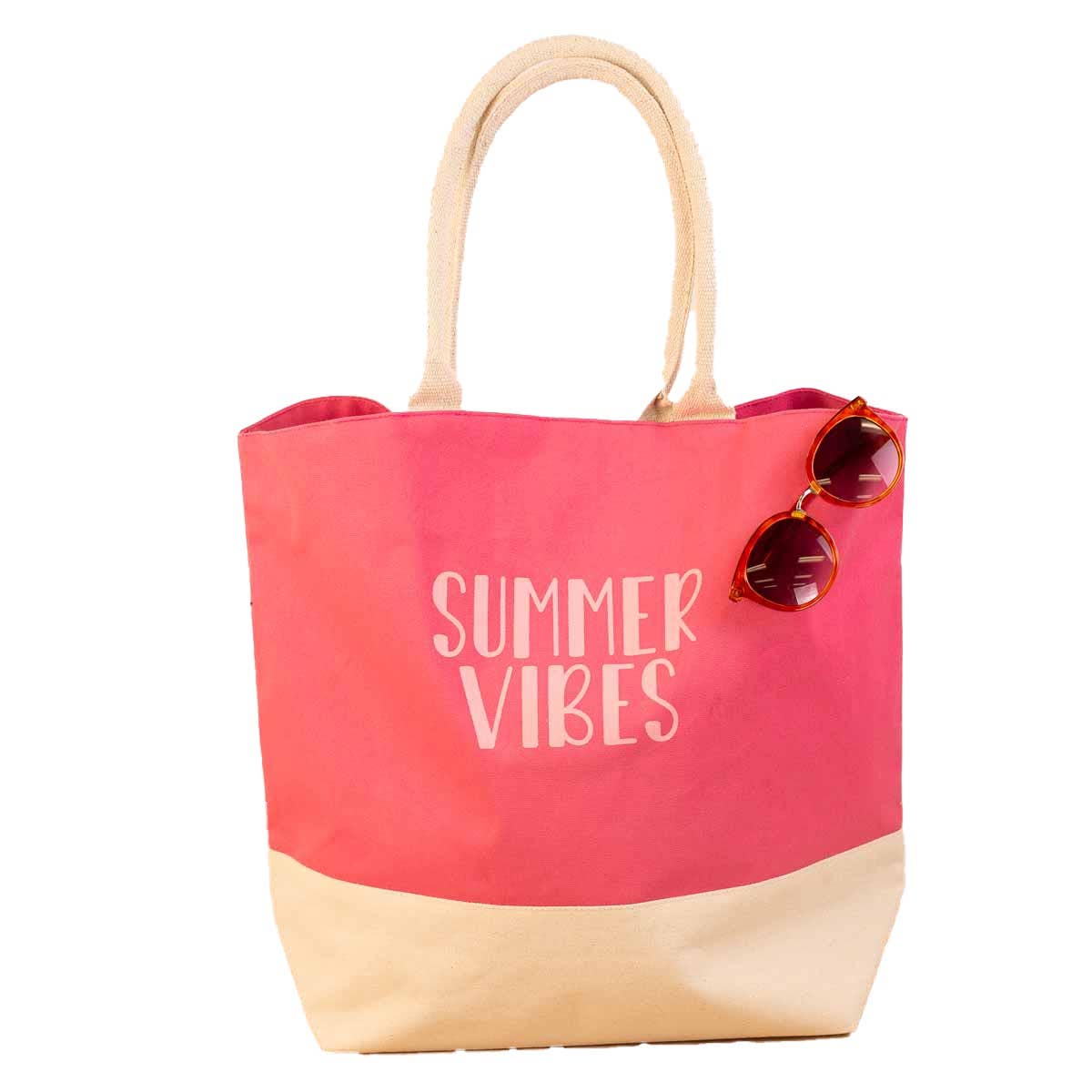 Summer Vibes Tropic Tote Pink/Natural 20x16.75x6.5