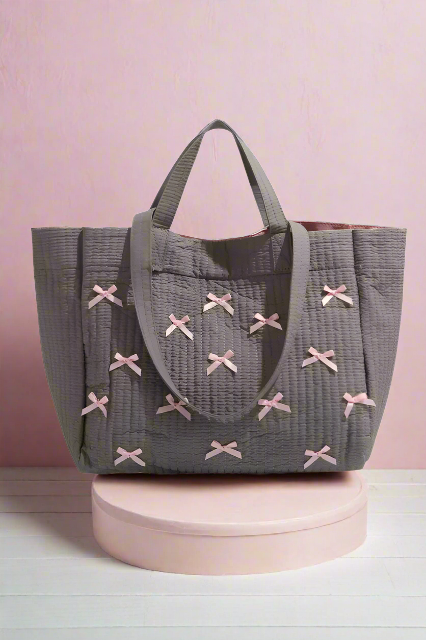 Gray w/Pink Bows Tote