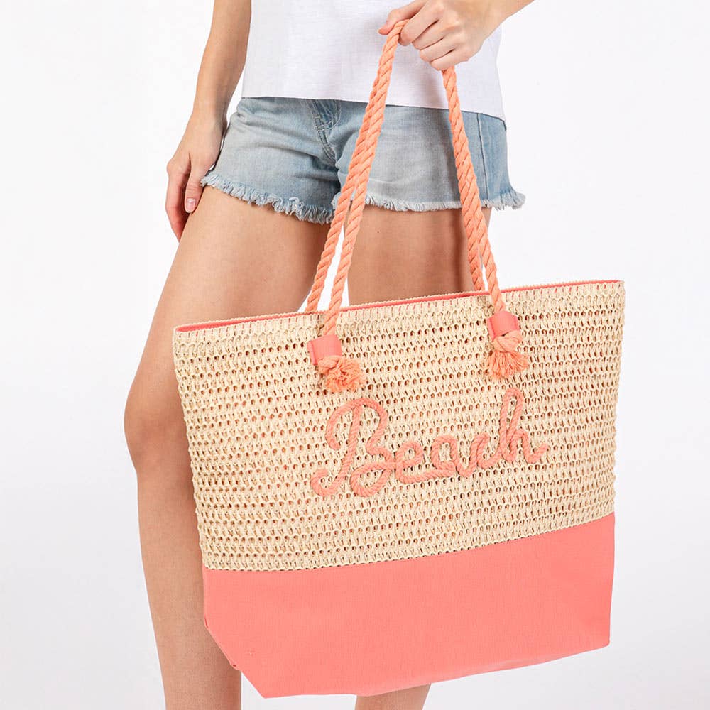 BEACH Crochet Tote Bag