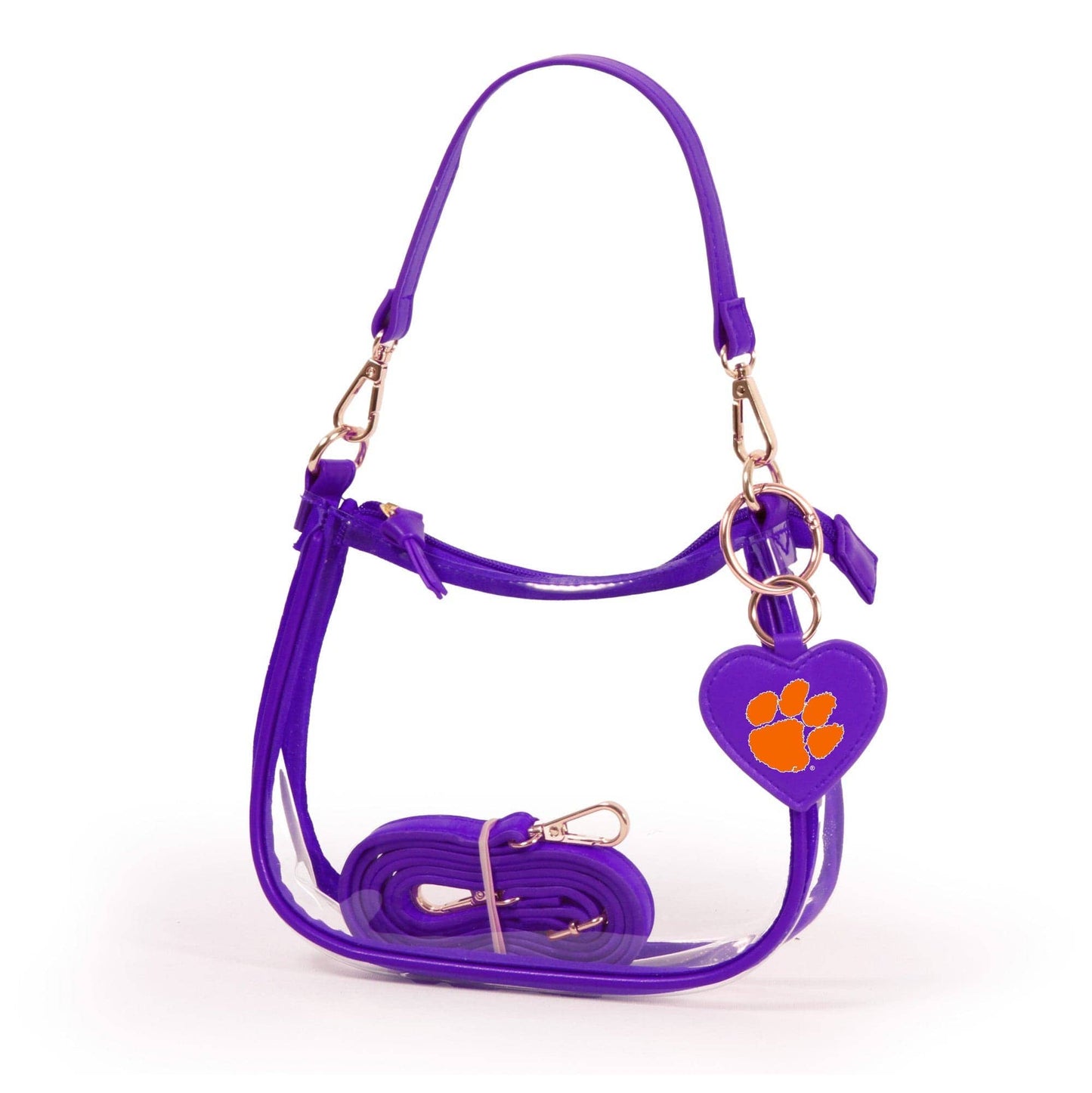 Clemson Tigers Clear Clara Purse w/Heart Charm