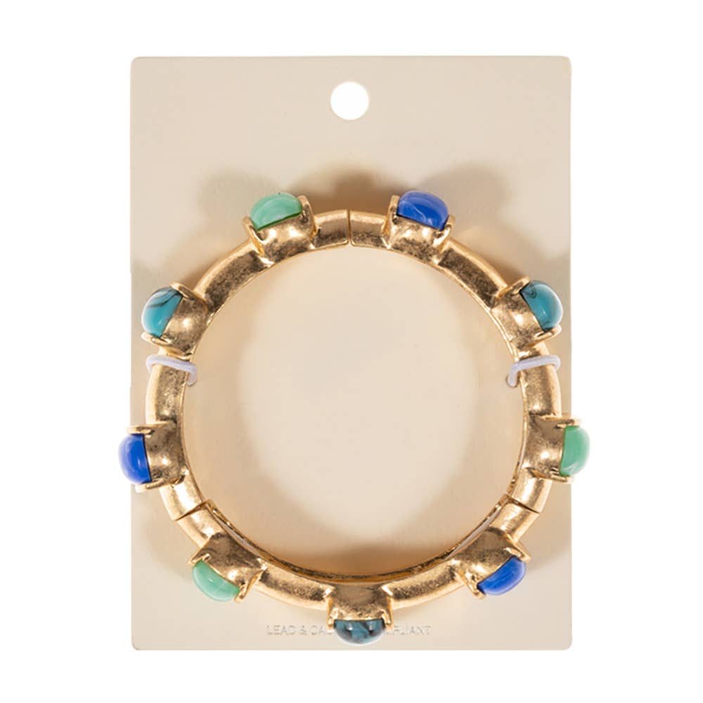 Stone Stretch Bangle Bracelet