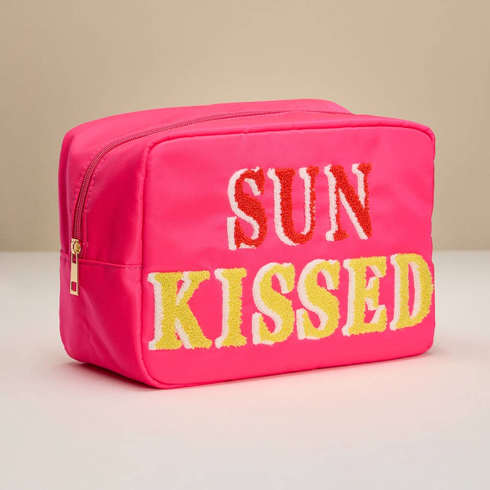 SUN KISSED Message Patch Embroidered Pouch Bag / Organizer