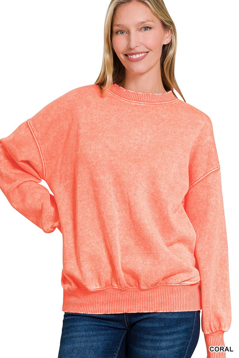 Acid Wash Oversized Pullover