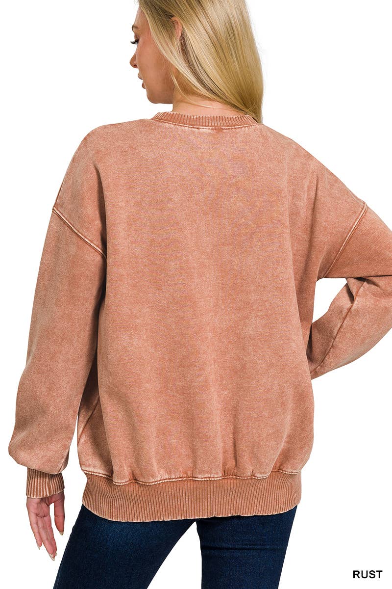 Acid Wash Fleece Pullover