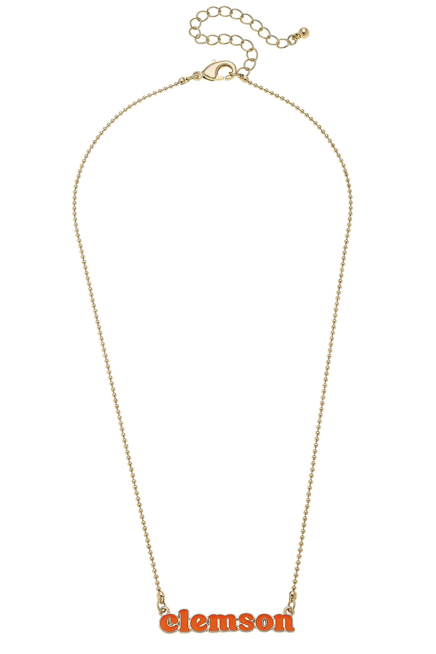 Clemson Tigers Slogan Necklace in Orange/Shiny Gold