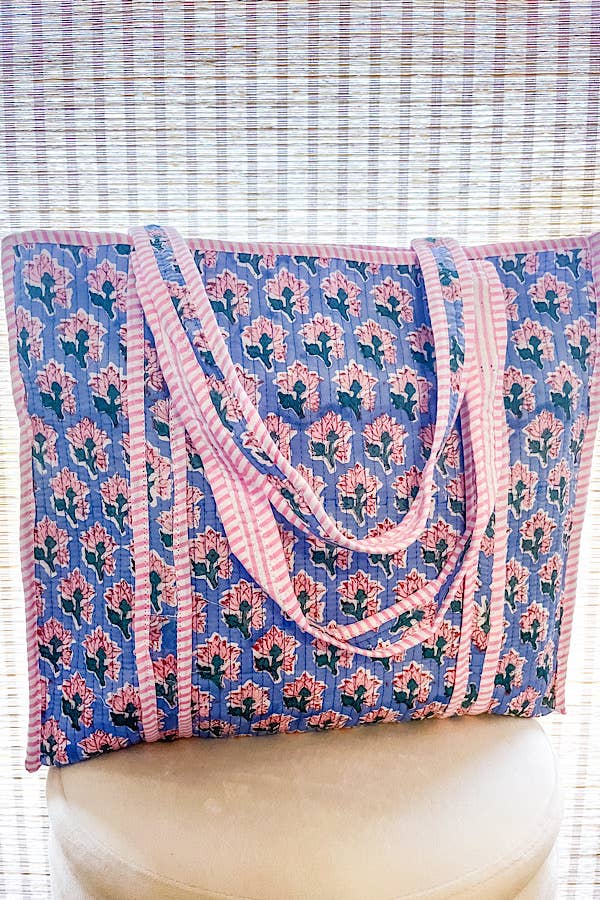 Sybil Blue Patterned Tote Bag