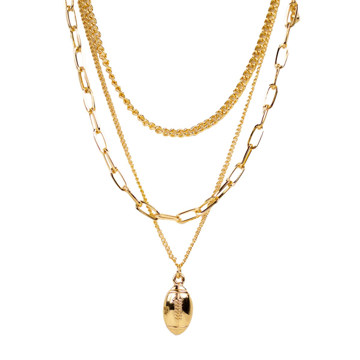 Football Layered Necklace Gold 14"/16"/17"