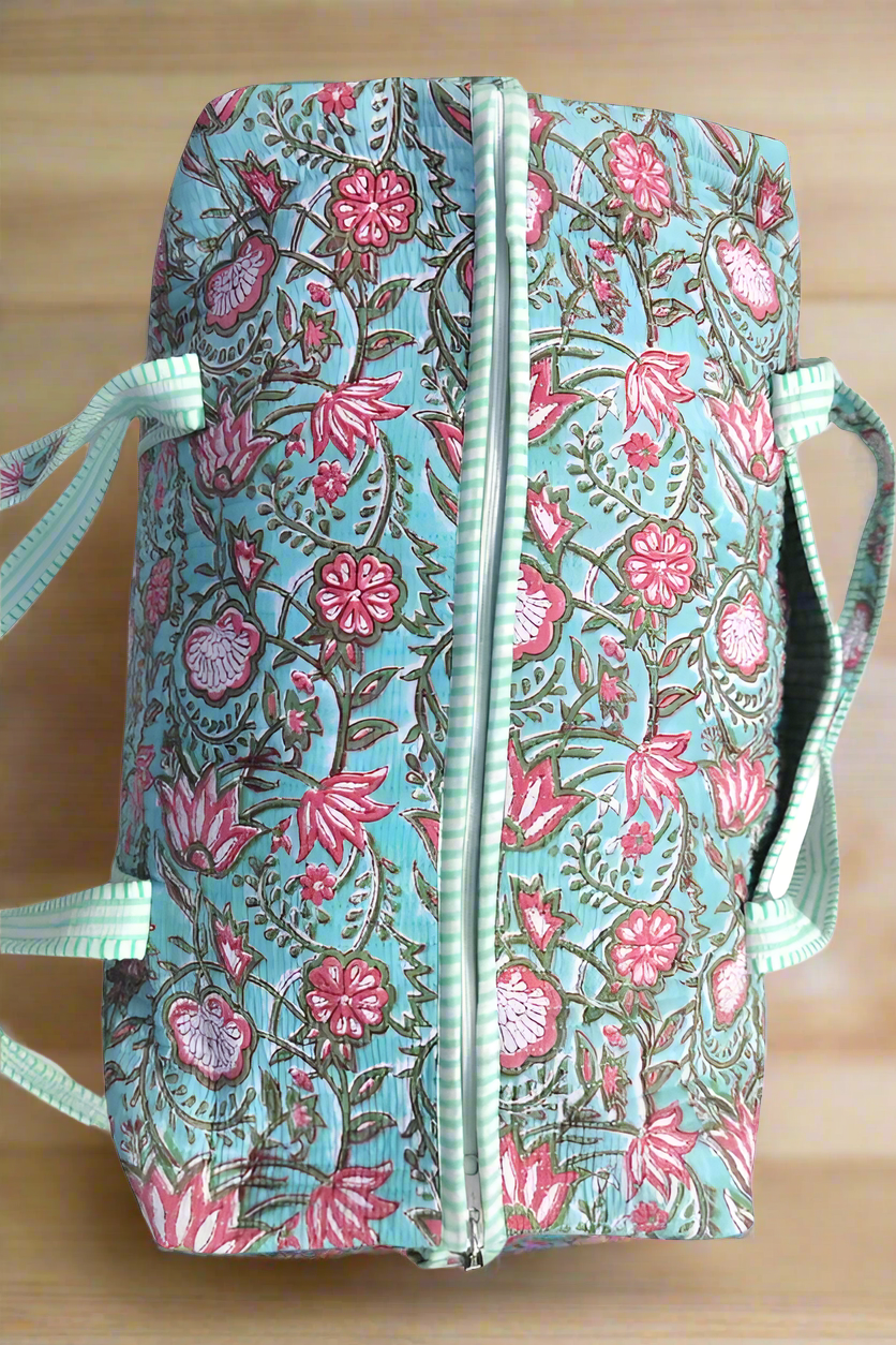 Lennon Blue Floral Duffle Bag