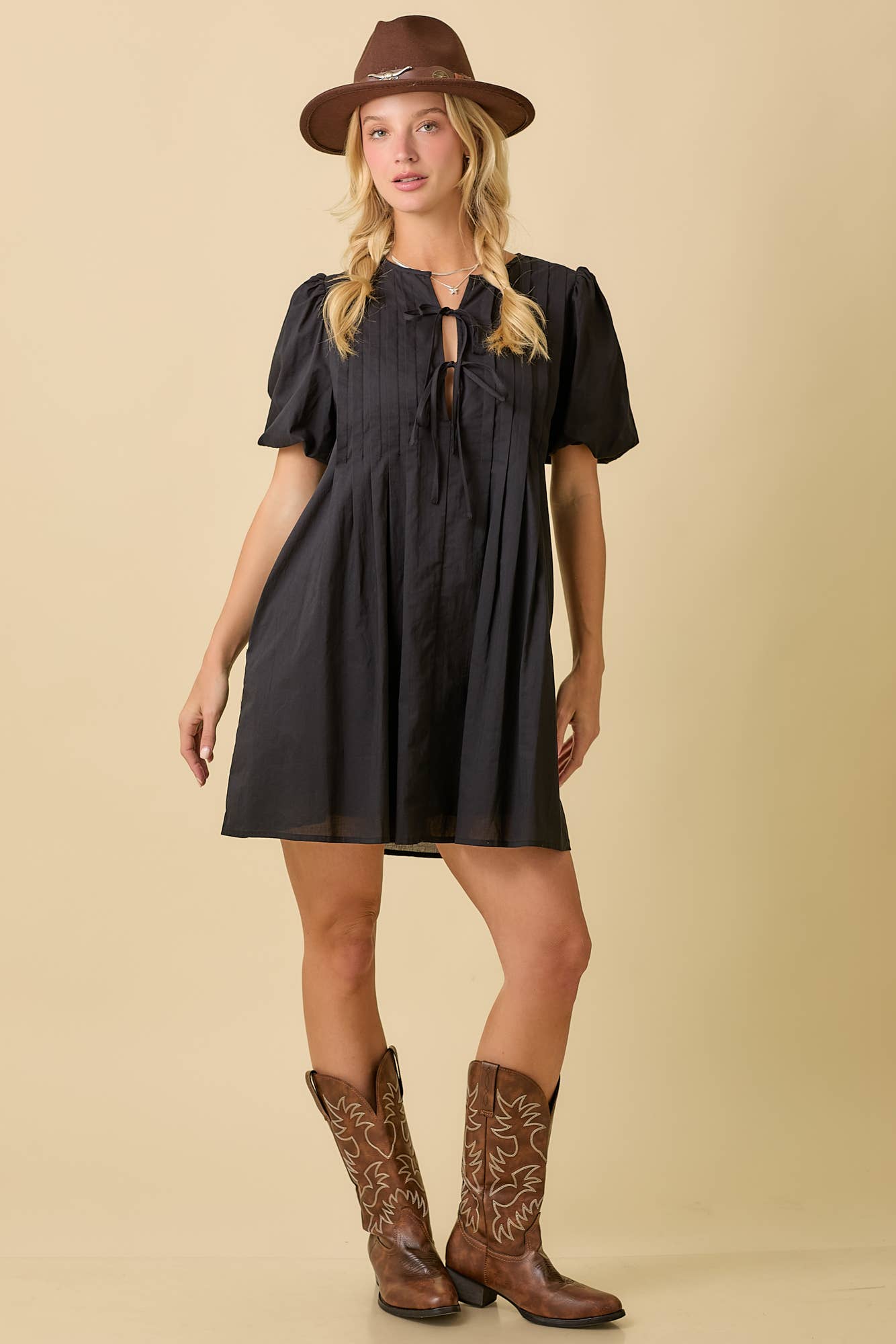 Bubble Sleeve Mini Dress